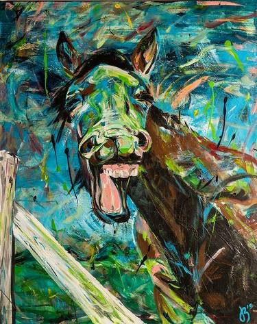 Electric - Expressive Abstract Horse Art - Canvas Print - Image 2